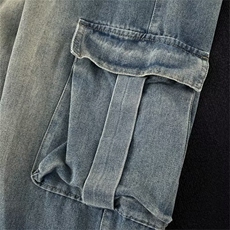 wassuphappy阔腿工装牛仔裤男士春秋季夏款潮流大口袋休闲长裤子，男装牛仔裤，星座302B-3