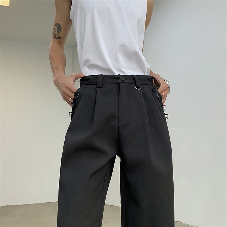 金属设计感直筒西装裤男宽松高级感阔腿拖地休闲裤XK229P75,男装西服套装,星座512-1（原513-3）