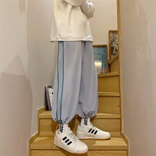 现货DM16-P35港风束脚男装夏款薄条纹运动休闲速干休闲裤，男装休闲裤，电商D321-1