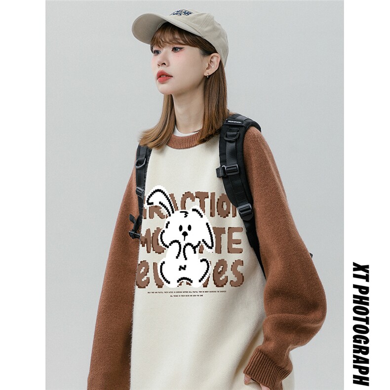 中性风新款冬季时尚百搭宽松可爱印花毛衣M61003P65控88，男装针织衫/毛衣，电商A268