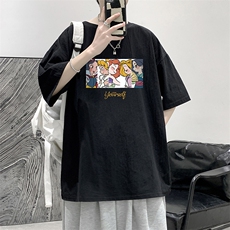 YT26396-P30亚麻短袖t恤男大码五分袖男宽松七分袖大皂风模特，男装T恤，电商A040