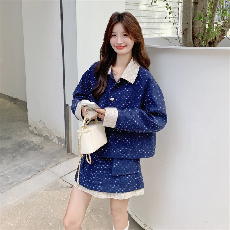 26春新款-轻奢高级感撞色波点设计格纹半裙套装2602-P175K288,女装套装/套裙,2B190