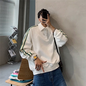 半高拉链潮牌卫衣男春秋款条纹男款衣服春季2025新款长袖大码百搭图片