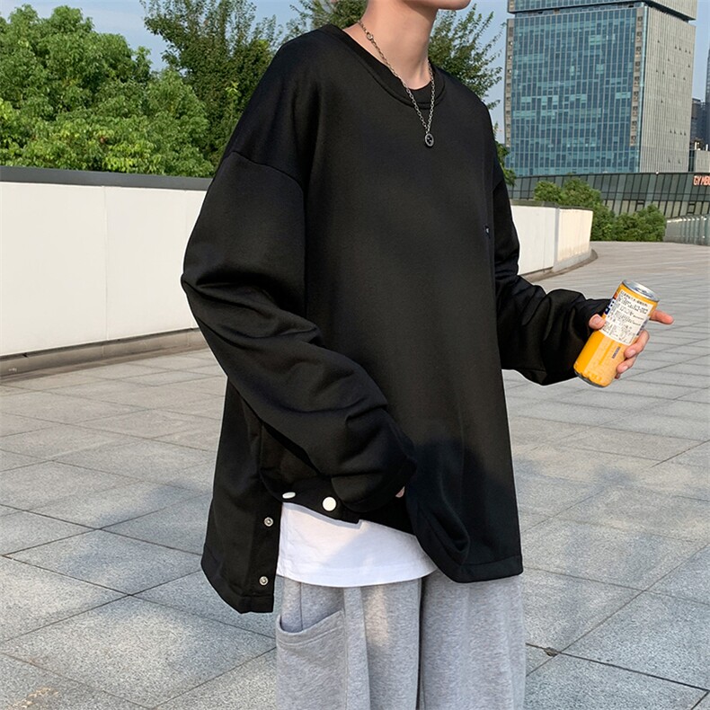2021秋季新款长袖t恤男打底衫网红款排扣开叉上衣体恤衫T736-P28,男装T恤,星座512-4