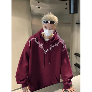 抖音品质秋季新款美式印花宽松纯棉连帽卫衣wlcm200-特批35-控59图片