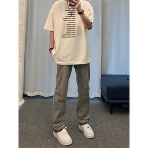 美式hiphop纯色修身直筒牛仔裤 控价68图片