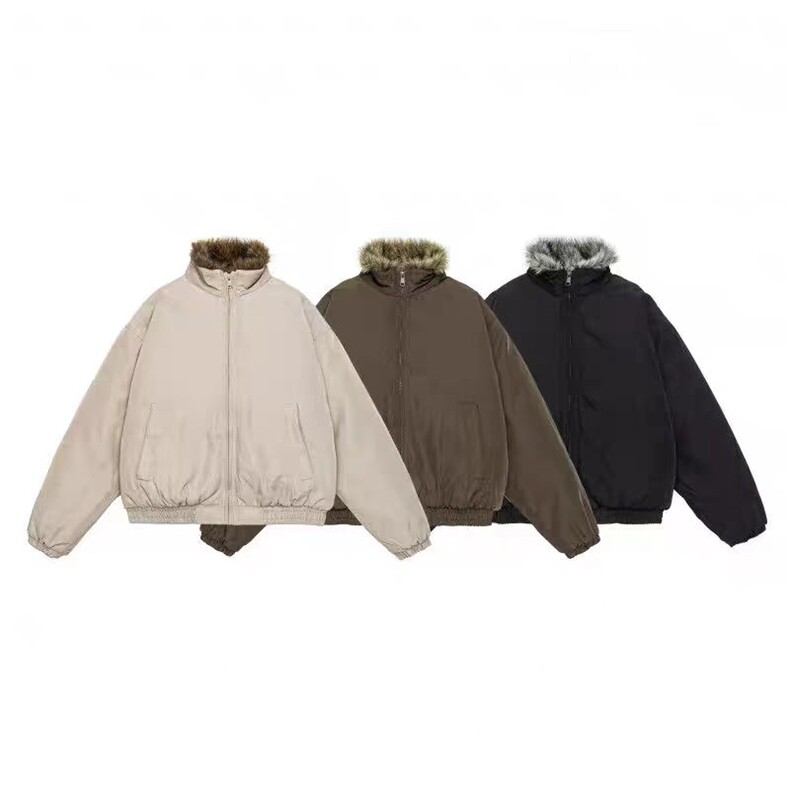 现货(网图)美式简约复古棉服潮牌情侣高街立领加厚313B-M099-P138，男装棉衣，星座313B