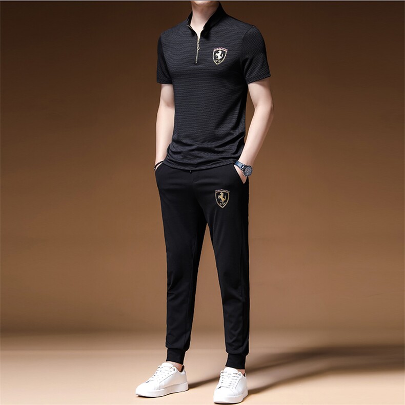 运动套装男2023夏季薄款圆领短袖t休闲中青年男士运动服潮流夏装,男装休闲套装,电商B212（原钱塘6029）