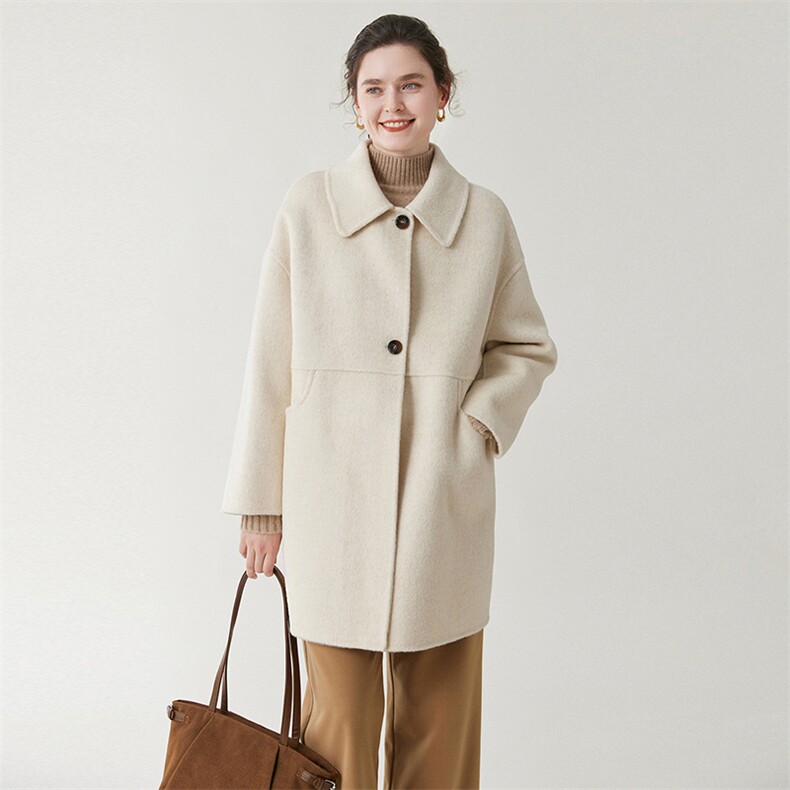 25秋冬新款双面羊绒大衣女中长款羊毛呢子外套女过膝风衣女，女装双面呢大衣，优远毛呢大衣