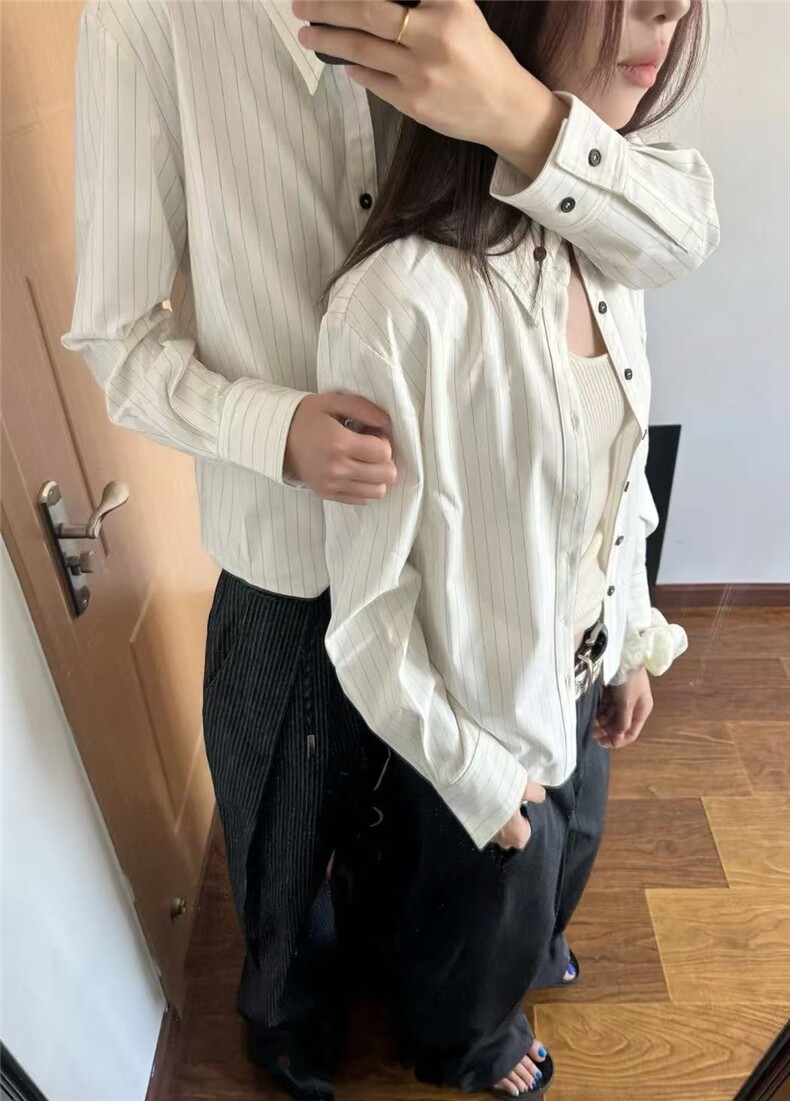 高领台尖领条纹正肩衬衫合身长袖衬衣通勤优雅C26102批55,男装衬衫,星座1411A-6