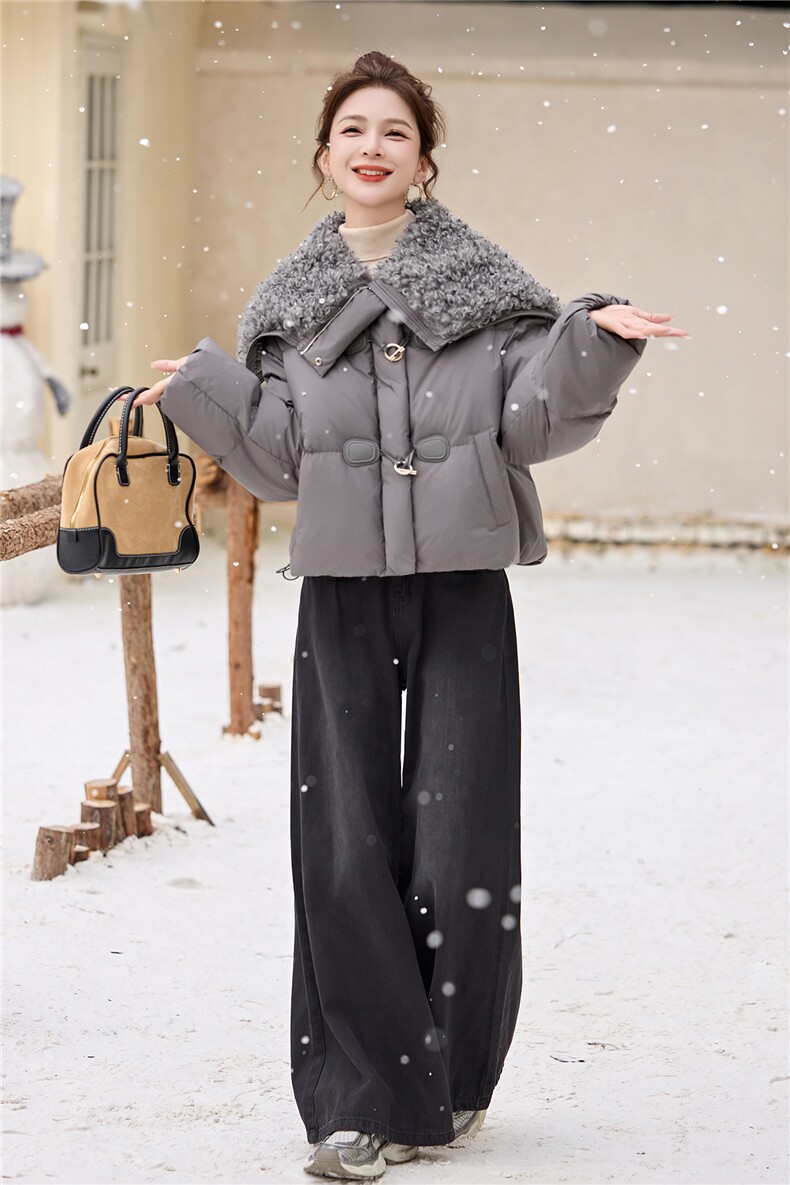 时尚洋气披肩领白鸭绒羽绒服,女装羽绒服,衣佳和