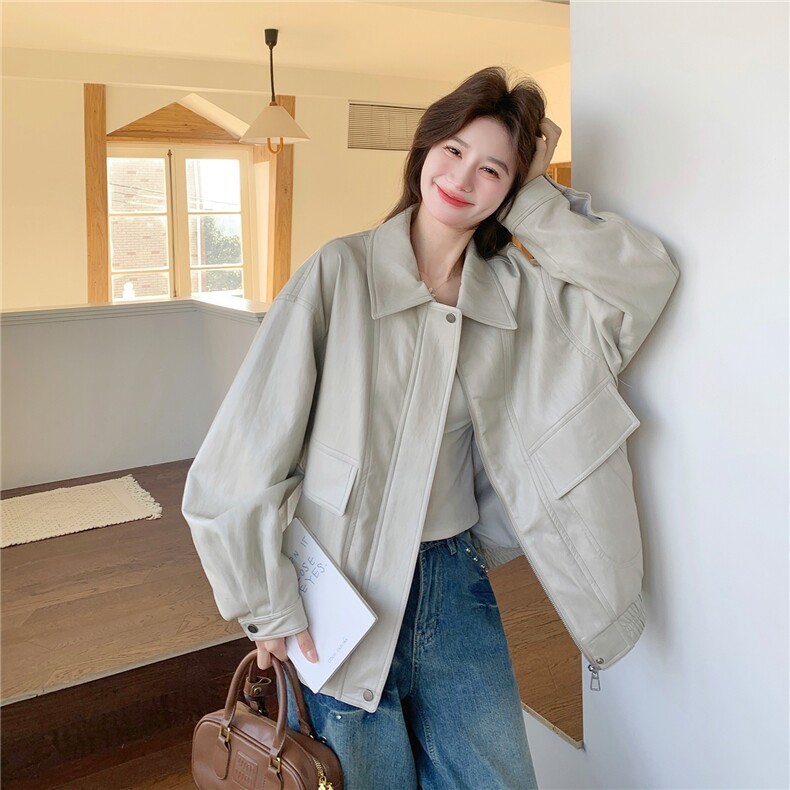 【新品】两色皮衣外套W676P175K288,女装短外套,2C209