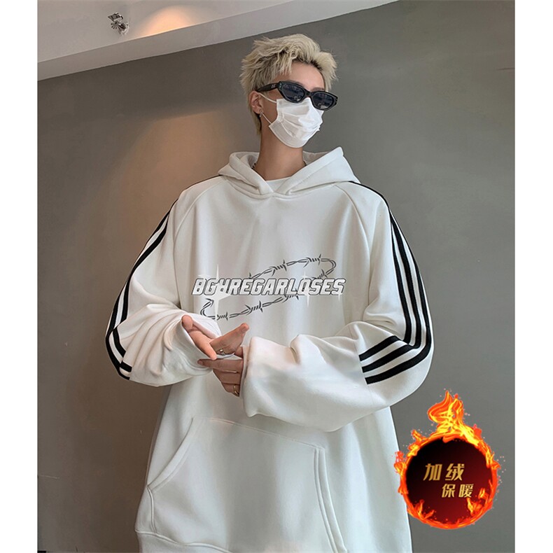 抖音得物供货提供视频秋冬重磅美式宽松织带连帽卫衣0488,男装卫衣,电商A486