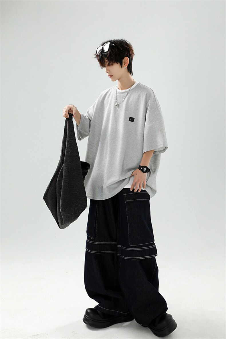 8XL-M重磅！特大码T潮牌上衣男中性华夫格短袖T恤DX304P25控39,男装T恤,电商D206-1