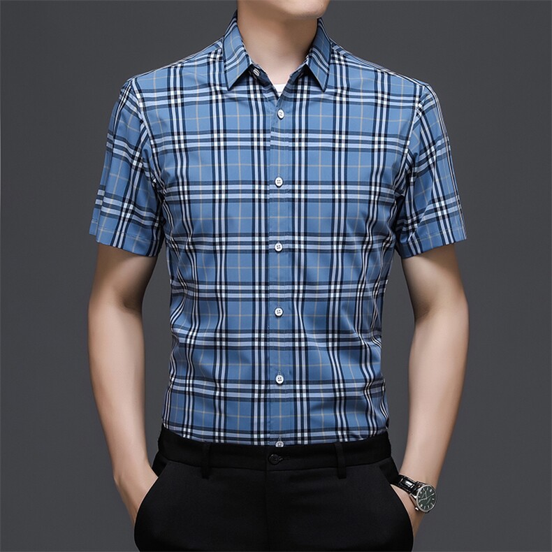 AD22101钱塘2020-3夏季男士精品格子短袖衬衫P75图片