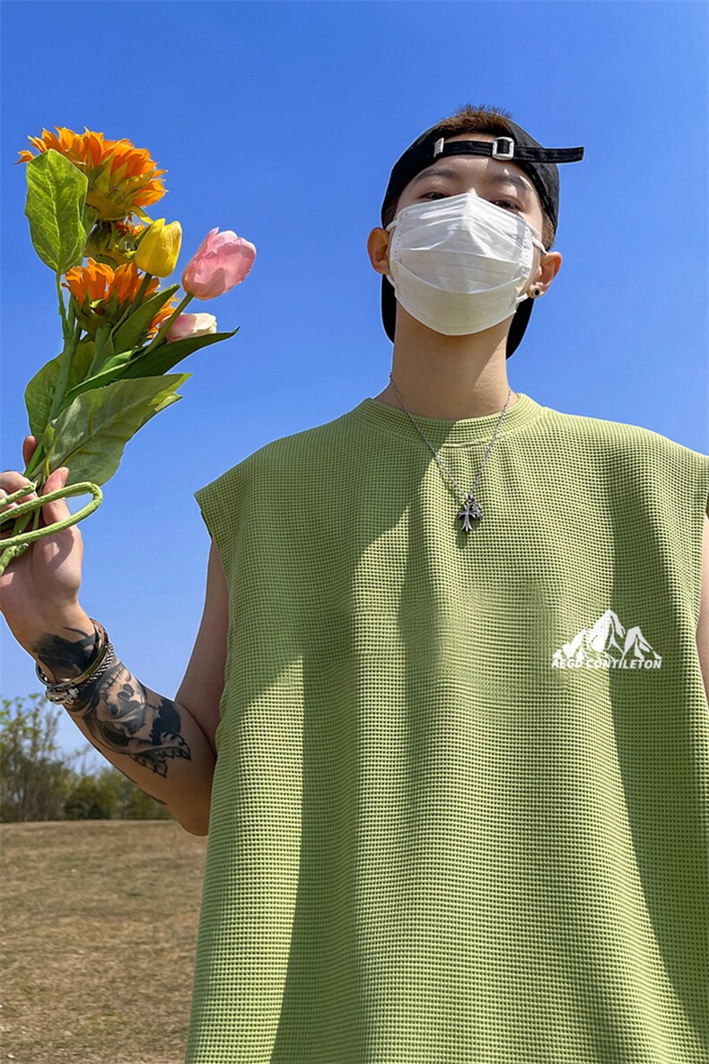 华夫格背心直播高品质重磅220克山印花HB7143-P25控38,男装背心/马甲,星座508（原C305）