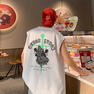 已注册直播抖音得物品质纯棉250克重磅男无袖背心T恤T573P28控39图片