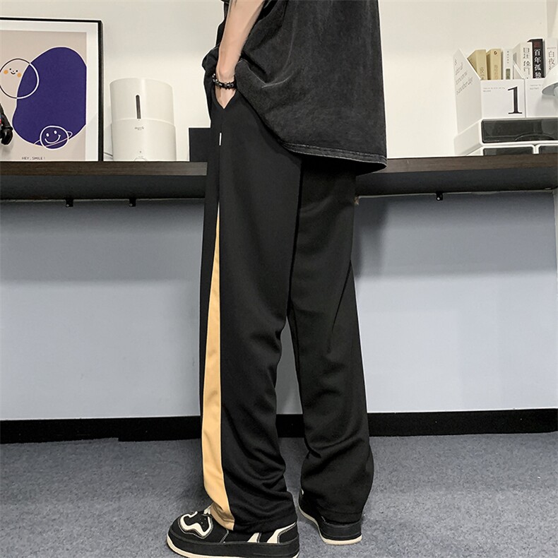 休闲裤2023夏季新款男装港风拼接直筒宽松大码长裤子K0190-P35,男装休闲裤,星座308B-1