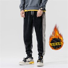 秋款砖红色休闲宽松灯芯绒运动裤A061-K2256-P35加绒P40，男装休闲裤，电商A061
