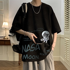 NASA联名同款麂皮绒短袖t恤男大码半袖男JD82187-P25，男装T恤，电商A040
