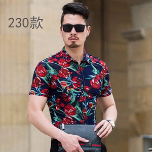 2021夏季男短袖花衬衫大码男花色男衬衫短袖226-230模组合图片