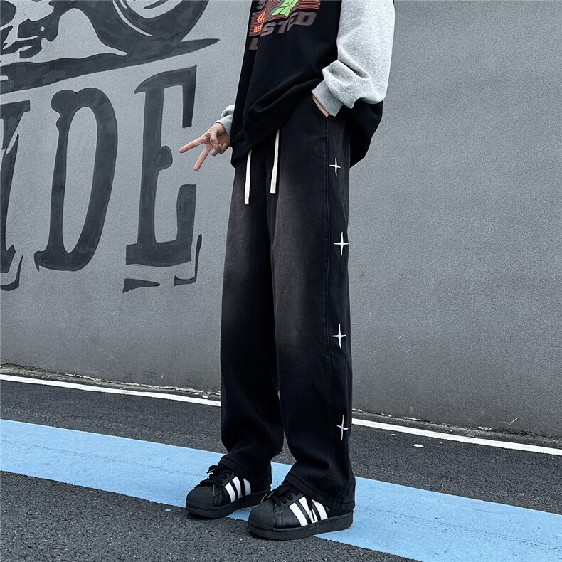 牛仔裤男款潮牌宽松直筒裤子2025新款男生美式春季复古休闲9060,男装牛仔裤,星座302A-2