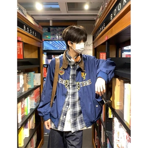 2025美式复古哈灵顿夹克秋做旧高级感夹棉工装外套男JK1170-P108图片
