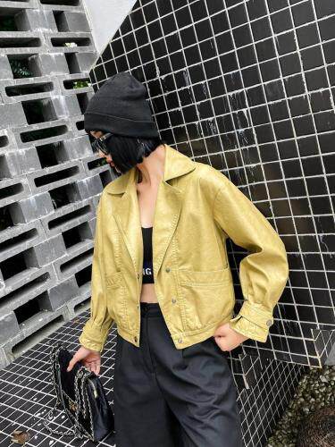 韩版皮衣，女装皮衣，米菱