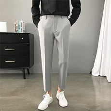 垂感西装裤男士休闲长裤修身直筒九分小脚裤韩版抗皱西裤免烫K13，男装休闲裤，星座1116A-2（原606A-1）