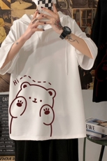 LD54236-P45连帽短袖t恤男大码胖子带帽五分袖中袖，男装T恤，电商A040