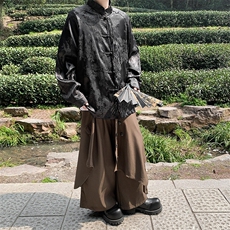 复古新中式提花立领衬衫小众法式浮雕刺绣休闲长袖CS15-P65控88，男装衬衫，星座217-5