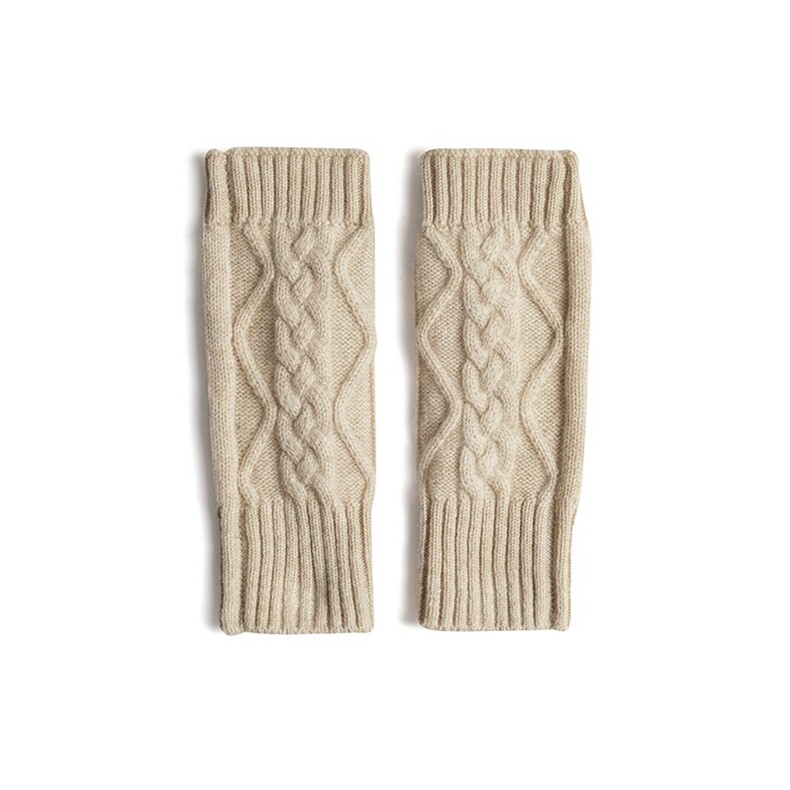 2025年秋季新款百搭女士麻花提花双股加厚保暖半指手套，手套，窄众羊绒