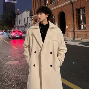 秋冬高级痞帅毛呢大衣男潮百搭风衣外套宽松MN9571/P100加棉P110
