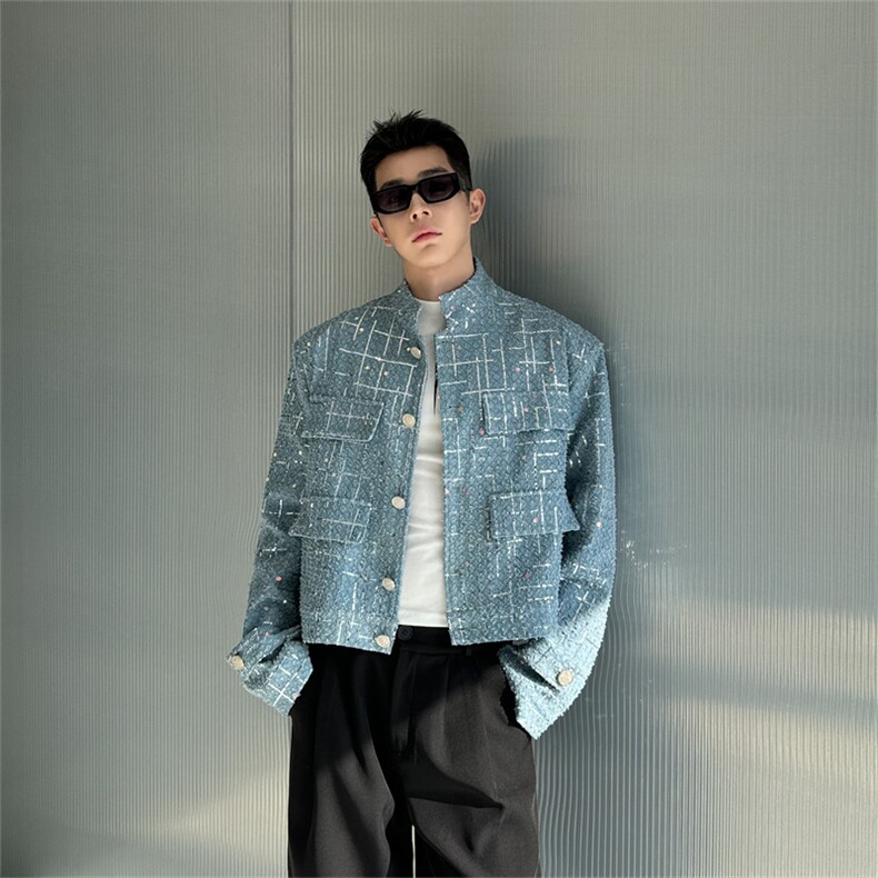 新款牛仔亮片外套夹克男潮，男装夹克，星座1111（原C206）