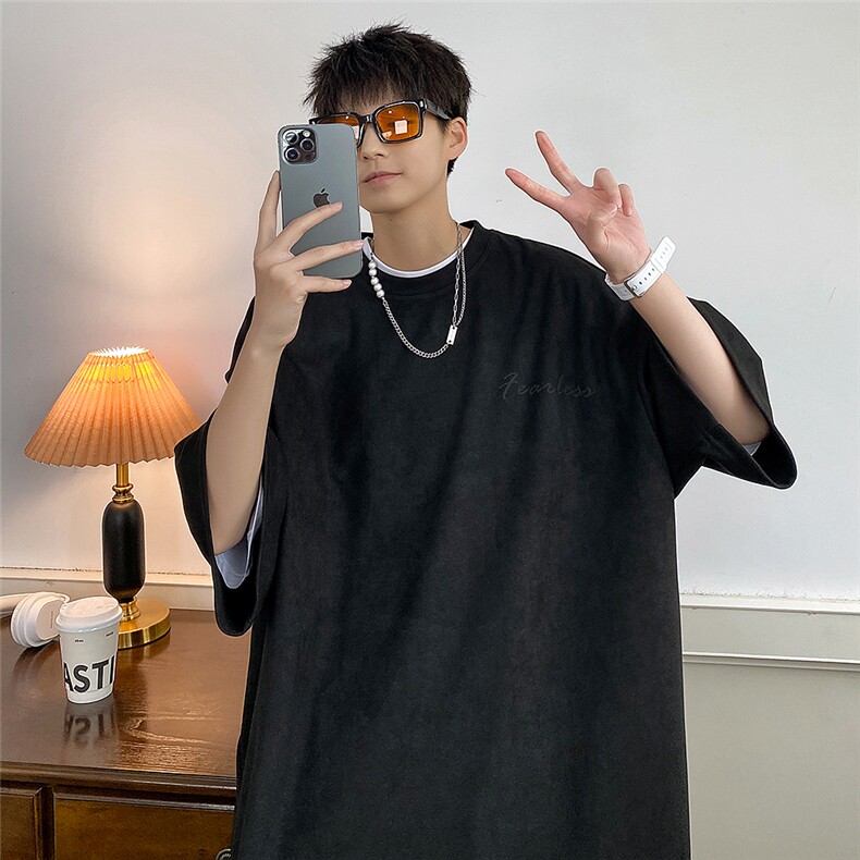 wassupcandy重磅短袖t恤男夏季美式潮牌麂皮绒体恤宽松大码半袖,男装T恤,星座604