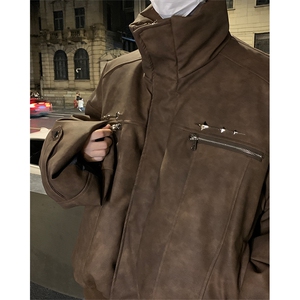 405A  美式复古个性金属设计短款皮衣棉服 MY24916-特批108控178图片