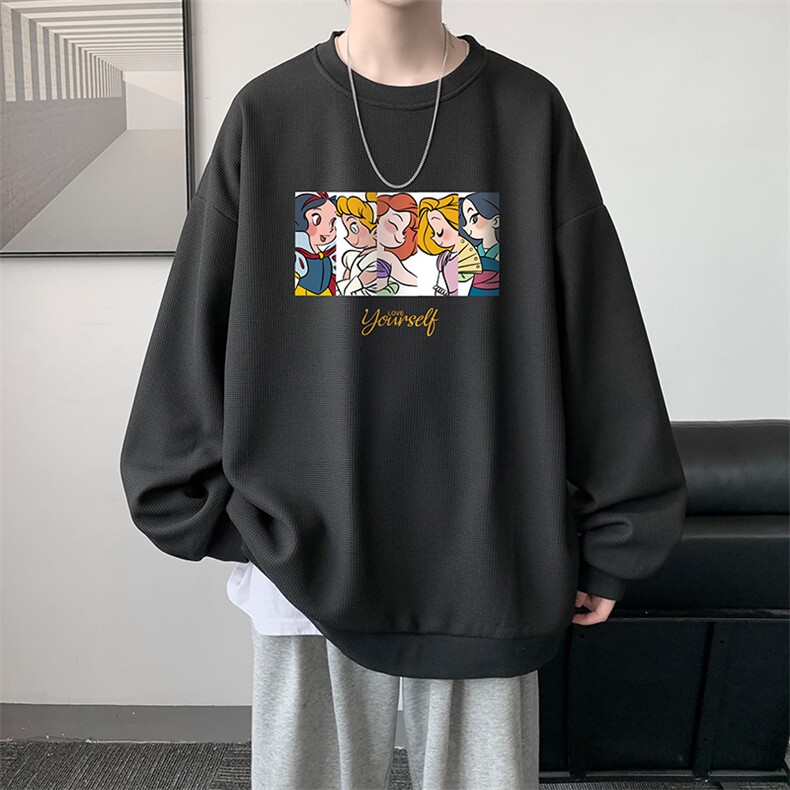 5XL华夫格卫衣男大码胖子圆领长袖t恤HW76396-P30加绒款-P40,男装卫衣,电商A040