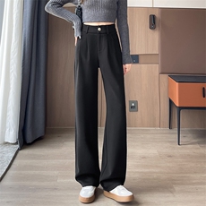 毛呢裤子阔腿裤女秋冬小个子大码直筒窄版高腰西装拖地长裤，女装休闲裤，云美莎专业女裤-全店现货