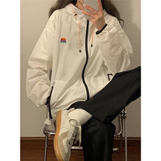 1中性风黄灯撞色彩虹硅胶点缀大码M-5XL潮牌防晒服FS77001P65控88，男装防晒衣，星座226-2