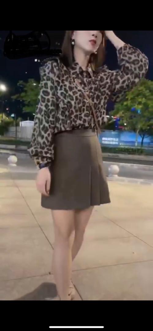 豹纹木耳边小衫,女装其它,百变元素