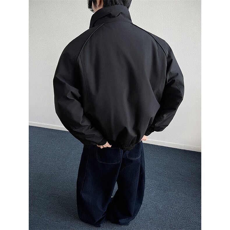 现货美式高街休闲夹克冬季三防立领纯色户外工装加厚棉服外套,男装夹克,电商A486