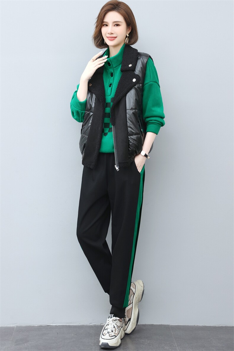 加厚加绒卫衣马甲三件套装女爱心春秋冬三穿中老年妈妈装休闲宽松,女装套装/套裙,璐依舞