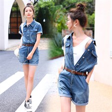 现货-闪电发货-2023夏季新款时尚休闲减龄薄款连体短裤，女装连体裤，新思路