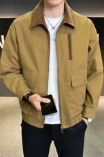 休闲纯色长袖上衣男休闲百搭夹克翻领纯棉外套A329-JK2503-P115，男装夹克，电商A329