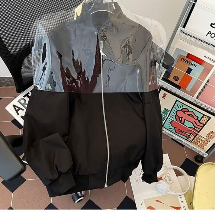 8864-P60复古立领工装飞行员夹克衫男生春秋美式宽松拉链设计感,男装夹克,电商B323A