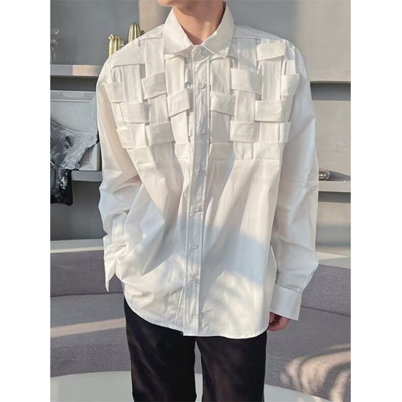 轻熟风春秋季长袖衬衫男士炸街痞帅垂感翻领外穿衬衣C551，男装衬衫，星座1116A（原606A-3）