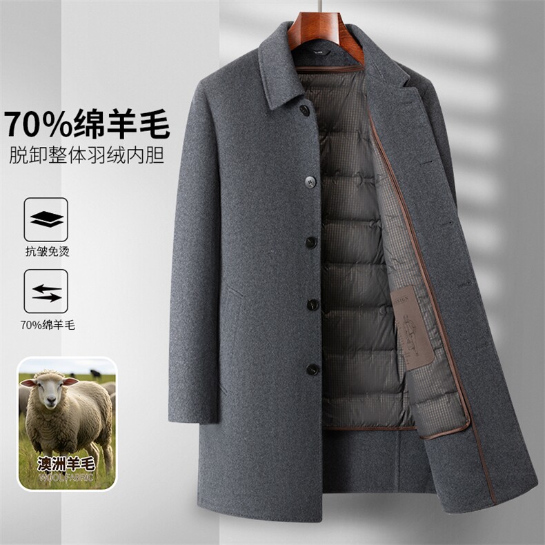 8809-70毛可脱卸整衣羽绒内胆 翻领爸爸装 三色P285图片