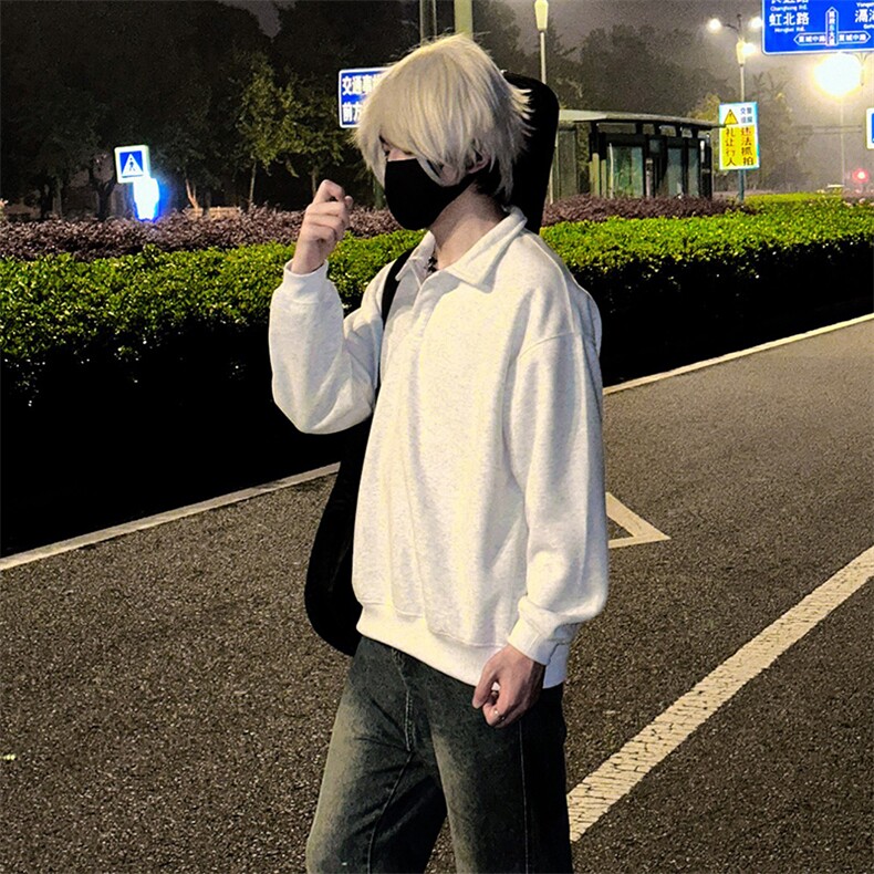 抖音得物高品质二开25秋冬美式高街结构设计POLO翻领卫衣外套W77,男装卫衣,电商A486-1