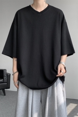 8XL-M短袖肌理感冰丝凉感T恤特大码鸡心领半袖纯色体恤DX1216/P28，男装T恤，电商B238