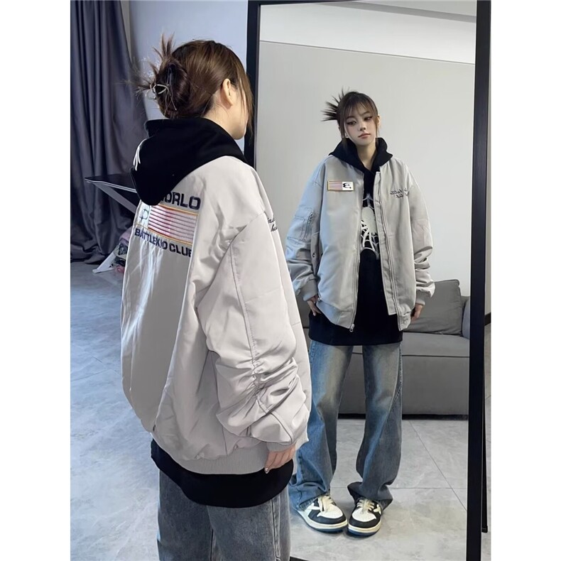 美式复古翻领短款外套女春秋2025新款潮牌街头情侣棒球服夹克上衣,男装夹克,星座1210-1